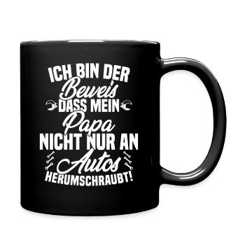 Je suis la preuve que papa ne se soucie pas seulement des voitures - Mug uni - noir - Droite