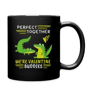 Valentine's Day, funny crocodiles, saying love-love - Full Colour Mug - black - Right
