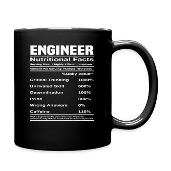Ingenieur Nährwertangaben Geschenk - Tasse einfarbig - Schwarz - Rechts