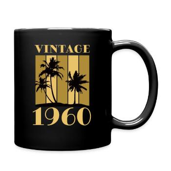 Jahrgang 1960 Geburtsjahr Geburtsdatum Vintage - Tasse einfarbig - Schwarz - Rechts