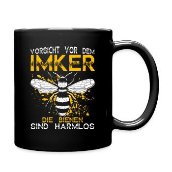 Vorsicht Vor Dem Imker Die Bienen Sind Harmlos Hon - Tasse einfarbig - Schwarz - Rechts