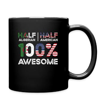 Half Algerian Algeria American USA Citizenship - Full Colour Mug - black - Right
