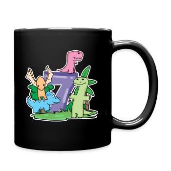7 ans - 7ème anniversaire avec motif animal - Dino - Mug uni - noir - Droite