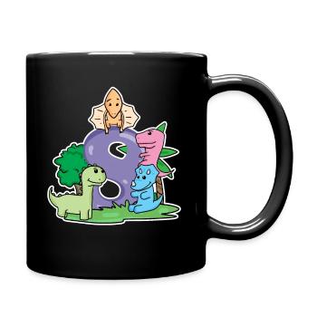 8 Jahre alt - 8. Geburtstag mit Tier Motiv - Tasse einfarbig - Schwarz - Rechts