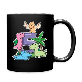 5 Jahre alt - 5. Geburtstag mit Tier Motiv - Tasse einfarbig - Schwarz - Rechts