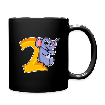 2 Jahre alt - 2. Geburtstag mit Tier Motiv - Tasse einfarbig - Schwarz - Rechts