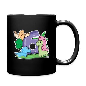 6 ans - 6ème anniversaire avec motif animal - Dino - Mug uni - noir - Droite