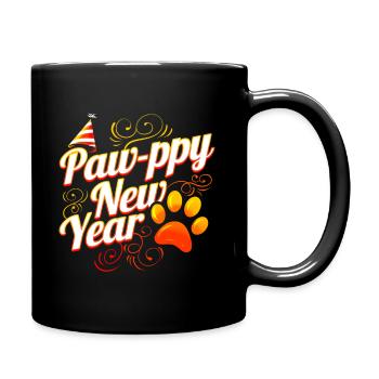 Amoureux du chat et du chien - Paw-ppy Bonne année - Mug uni - noir - Droite