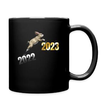 Rabbit Hopping From 2022 To 2023 Happy Chinese - Full Colour Mug - black - Right