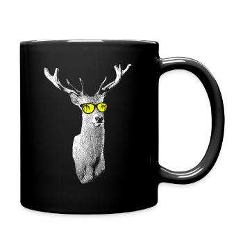 Hirsch Tierliebe Naturliebe Naturliebhaber Hirschf - Tasse einfarbig - Schwarz - Rechts