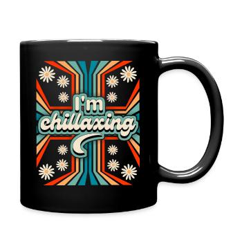 Slogan Flower Power des années 70 Chillaxing - Mug uni - noir - Droite