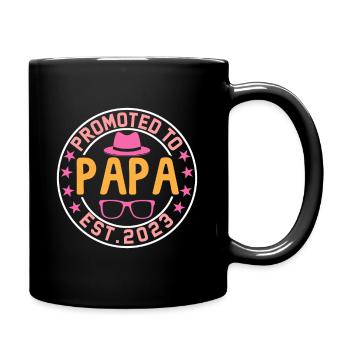 Promoted to Papa EST. 2023 - Tasse einfarbig - Schwarz - Rechts