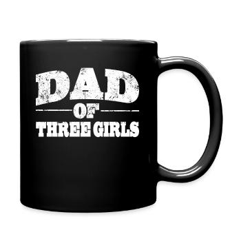 Papa Dad of three Girls zum Vatertag - Tasse einfarbig - Schwarz - Rechts
