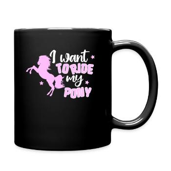 Pony riding horses pony farm girls riding - Full Colour Mug - black - Right