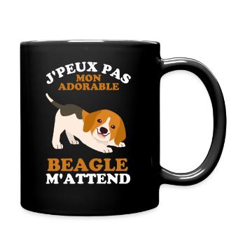 Chien de race beagle - Mug uni - noir - Droite