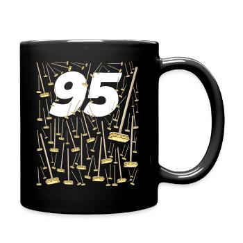 95 brooms Birthday humor mom and dad - Full Colour Mug - black - Right