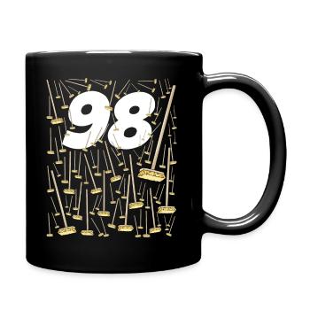 98 Brooms Funny Quote 98 Years Anniversary - Full Colour Mug - black - Right