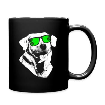 Labrador Hundefans Sonnenbrille Gassi Gänger Labra - Tasse einfarbig - Schwarz - Rechts