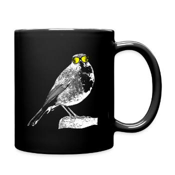 Rotkehlchen Tierliebhaber Naturfans Sonnenbrille R - Tasse einfarbig - Schwarz - Rechts