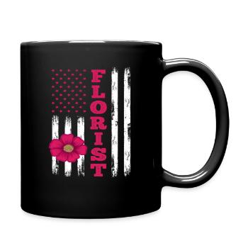 USA Flag Florist Flowers Floristry - Full Colour Mug - black - Right