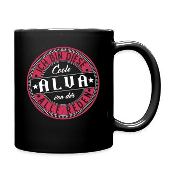 Alva Geschenkidee Geschenk Geburtstag - Tasse einfarbig - Schwarz - Rechts