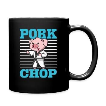 Karate Pig Pork Chop Taekwondo Judo MMA Martial - Full Colour Mug - black - Right