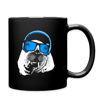 Walross Tierfans Kopfhörer Sonnenbrille Urlaub Nat - Tasse einfarbig - Schwarz - Rechts