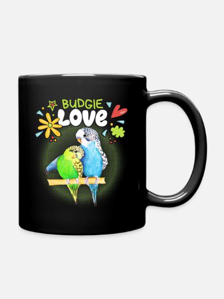 Wellensittich, verliebtes Pärchen, Sittiche - Tasse einfarbig - Schwarz
