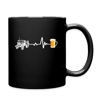 Tractor and Beer Heartbeat Line - Full Colour Mug - black - Right