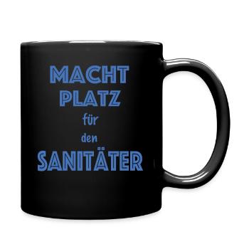 Sanitäter Feuerwehr Kostüm Verkleidung Karneval - Tasse einfarbig - Schwarz - Rechts