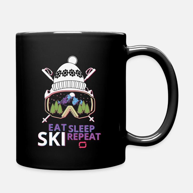 Eat sleep Ski repeat - Tasse einfarbig - Schwarz