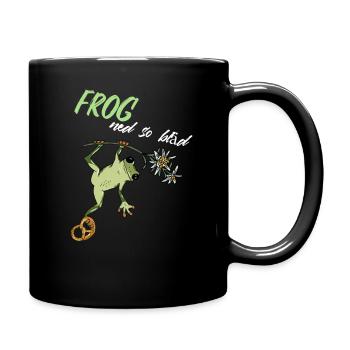 Frog ned so blöd Frosch Frag nicht Bayern boarisch - Tasse einfarbig - Schwarz - Rechts