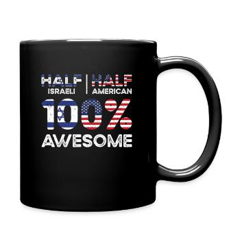 Born Israeli Israel American USA Citizenship - Full Colour Mug - black - Right