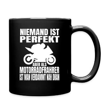 Motorrad Motorcross Motorradfan Motorradfahrer - Tasse einfarbig - Schwarz - Rechts