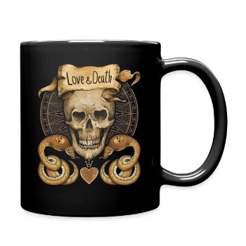 Crâne, serpents, amour et mort, dire - Mug uni - noir - Droite