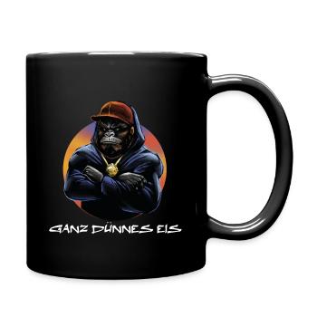 Ganz dünnes Eis / Spruch / Kaffe Spruch - Tasse einfarbig - Schwarz - Rechts