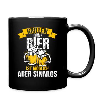 Grillen Ohne Bier Ist Möglich Aber Sinnlos - Grill - Tasse einfarbig - Schwarz - Rechts
