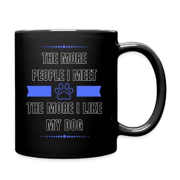 J’aime mon chien, bleu - Mug uni - noir - Droite