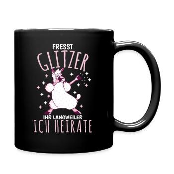 JGA - FRESST GLITZER IHR LANGWEILER ICH HEIRATE - Tasse einfarbig - Schwarz - Rechts