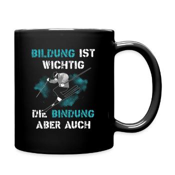 Bildung ist wichtig Skifahren Wintersport - Tasse einfarbig - Schwarz - Rechts