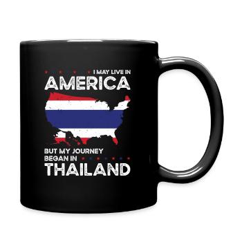 Geboren Thai Thailand Amerikanisch USA - Tasse einfarbig - Schwarz - Rechts
