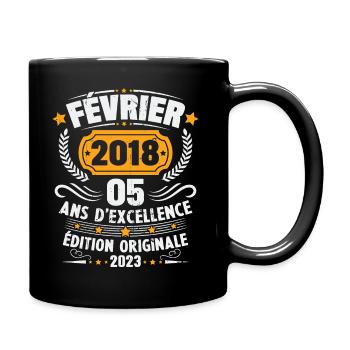 Cadeau D'anniversaire 5 Ans Février 2018 Vintage - Mug uni - noir - Droite