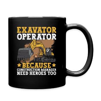 Baggerlader Bagger - Tasse einfarbig - Schwarz - Rechts