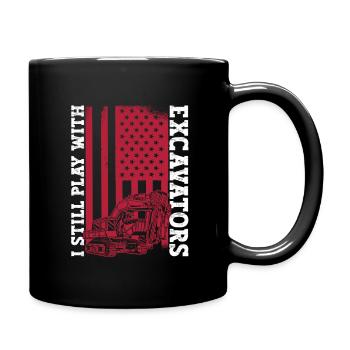 Baggerfahrer Bagger USA - Tasse einfarbig - Schwarz - Rechts