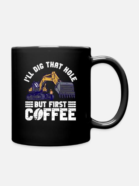 Bagger Baggern Baggerfahrer - Tasse einfarbig - Schwarz