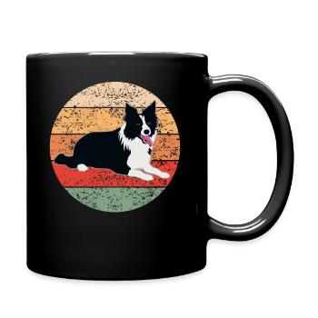 Border Collie Hund Hundeliebhaber Retro Geschenk - Tasse einfarbig - Schwarz - Rechts