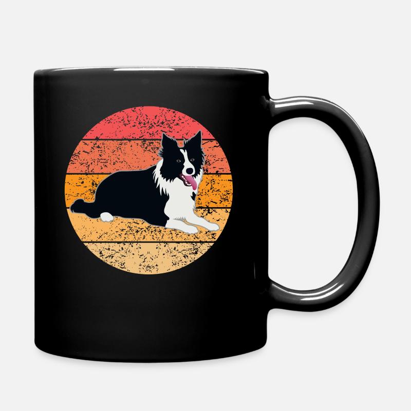 Border Collie Dog Dog Lovers Retro Gift - Full Colour Mug - black