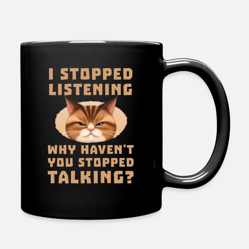 Grimmige Muffel Katze Lustige Mieze Schnauze - Tasse einfarbig - Schwarz