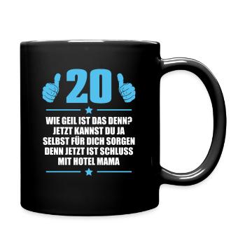 20er Eltern Sohn Idee 20. Geburtstag Geschenk - Tasse einfarbig - Schwarz - Rechts