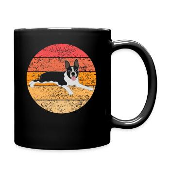 Boston Terrier Hund Hundeliebhaber Retro Geschenk - Tasse einfarbig - Schwarz - Rechts